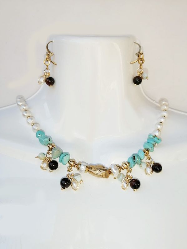 PERLAS, TURQUESA Y OJO DE TIGRE