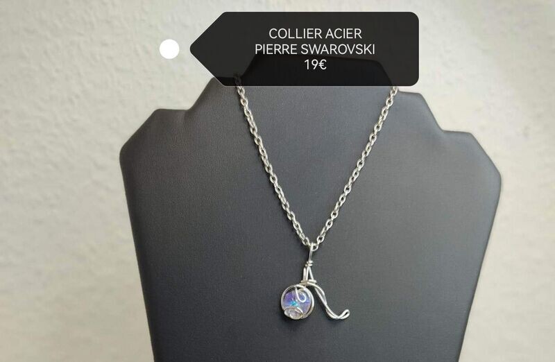 COLLIER ACIER PIERRE SWAROVSKI