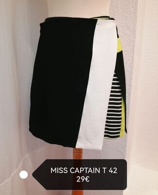 JUPE PORTEFEUILLE NOIRE/BLANCHE/VERTE ANIS T 42