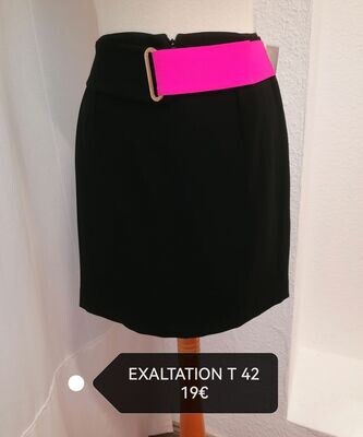 JUPE NOIRE/FUSHIA EXALATATION T 42