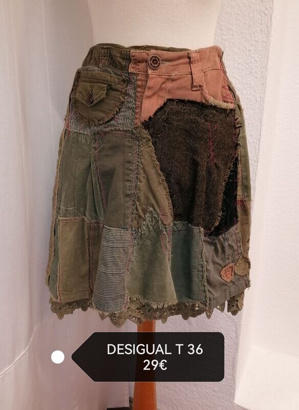 JUPE KAKI PATCHWORK DESIGUAL