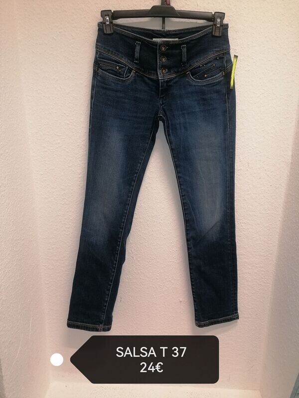 JEAN'S BLEU TAILLE HAUTE A BOUTONS ET FERMETURE