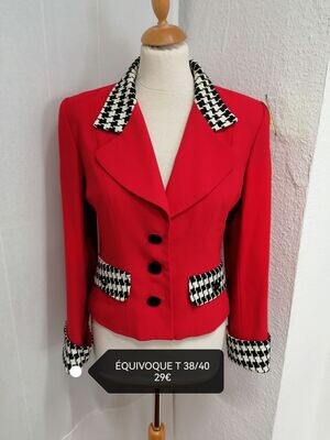 VESTE ROUGE/PIED DE POULE