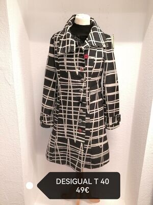 MANTEAU NOIR/BLANC DESIGUAL