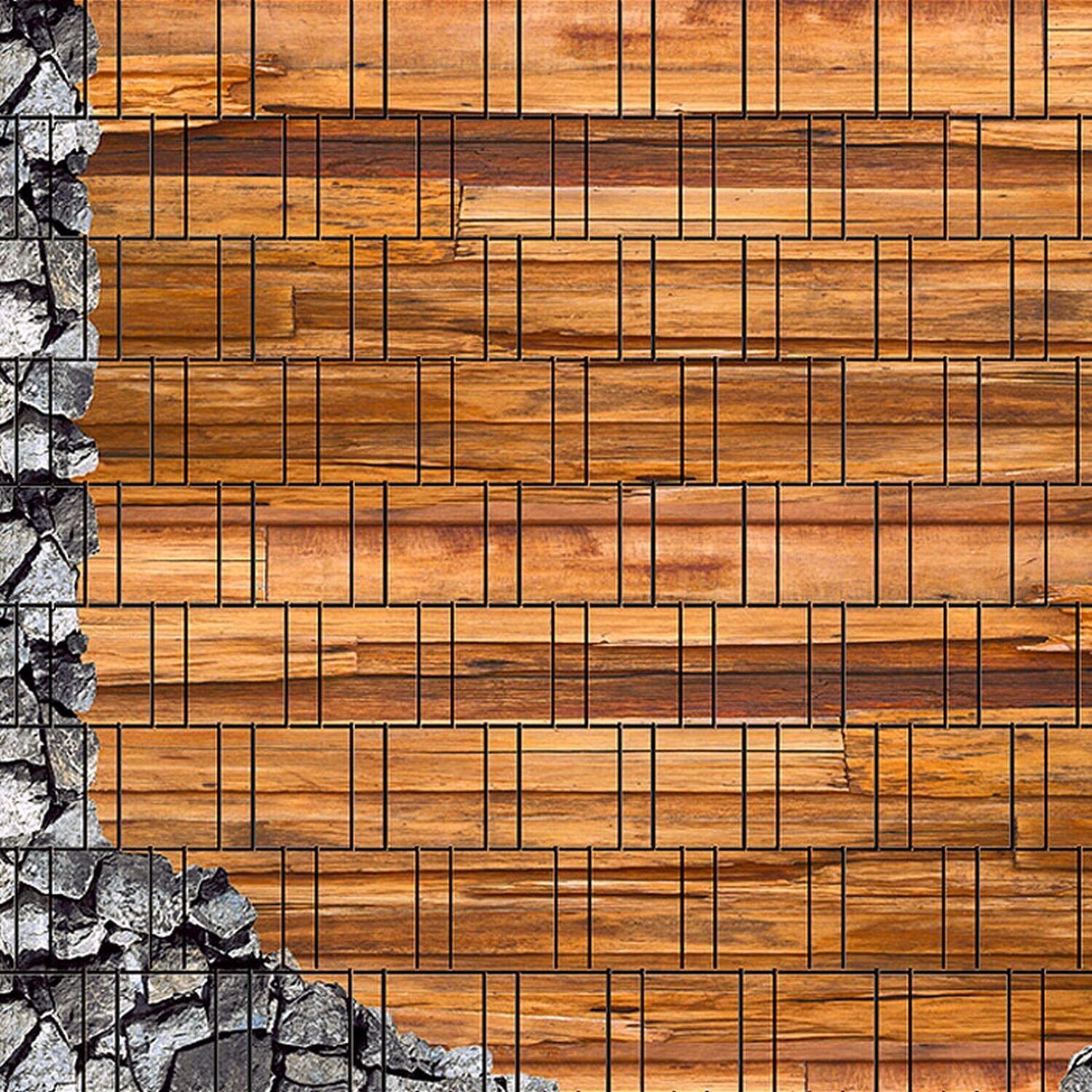 Ganze Motive einseitig Holz und Bruchstein