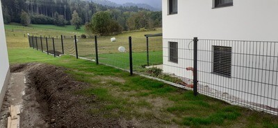 Doppelstabgitterrmattenzaunset zum Einbetonieren in Anthrazit Höhe  1030 mm