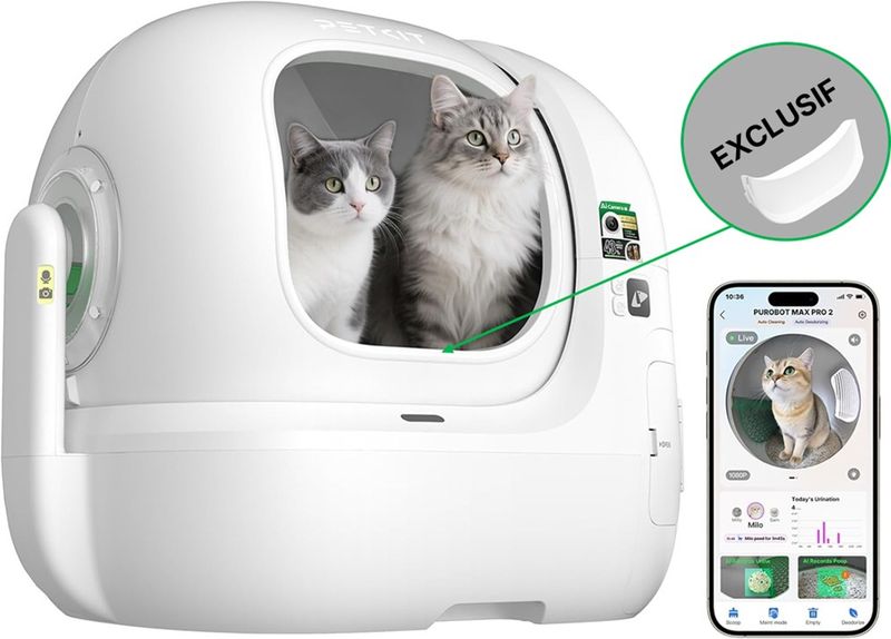 Purobot Max Pro 2 Litière automatique - caméra fixe IA