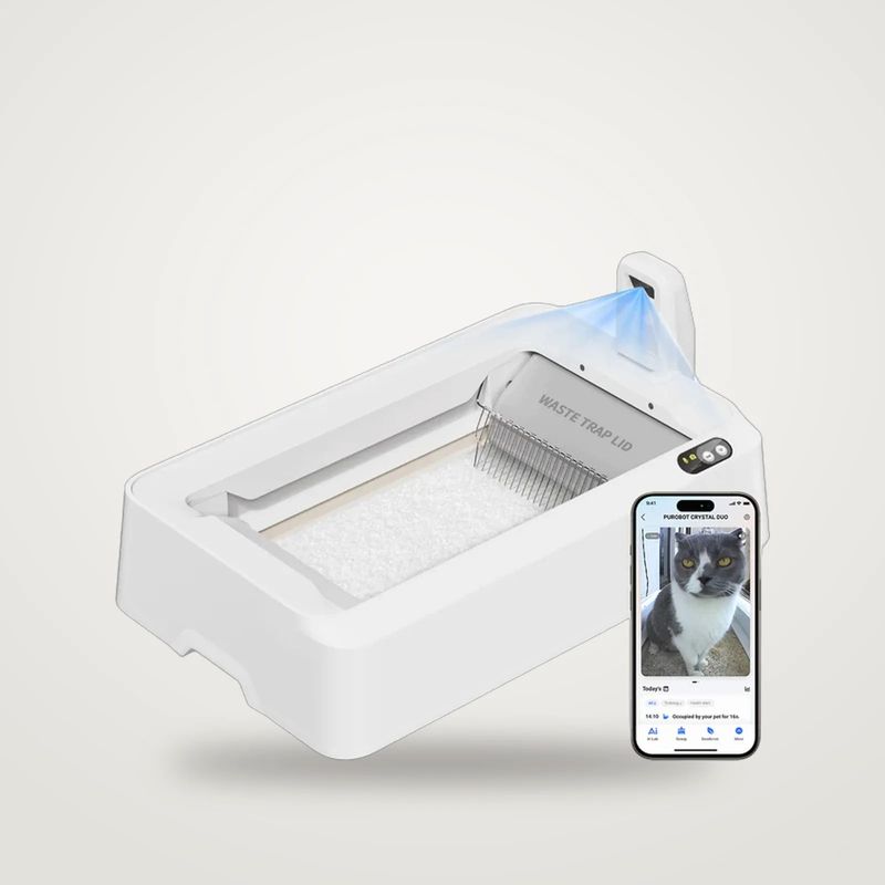 Purobot Crystal Duo Litière automatique - caméra fixe IA
