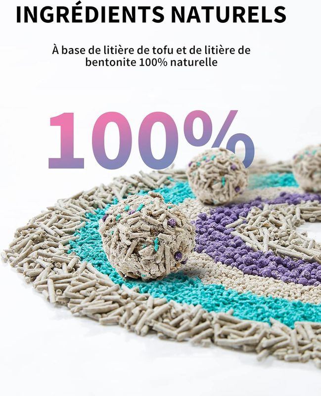 Litière mixte 5 en 1 pour chats - Lot de 4