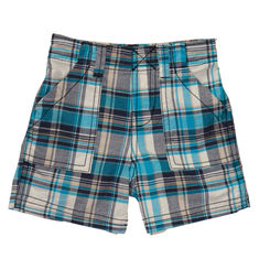 Pantaloneta a cuadros azul y negro