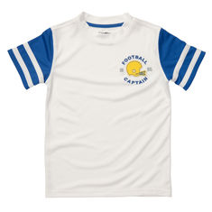 Camiseta blanca mangas azules