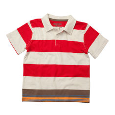 Camiseta tipo polo blanca franjas rojas