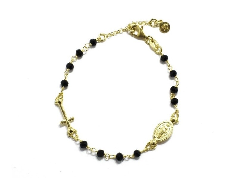 Alessia Black Crystal Rosary Chain Bracelet