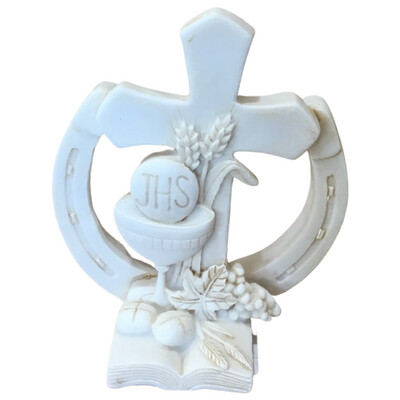 Holy Com. White stone small cross