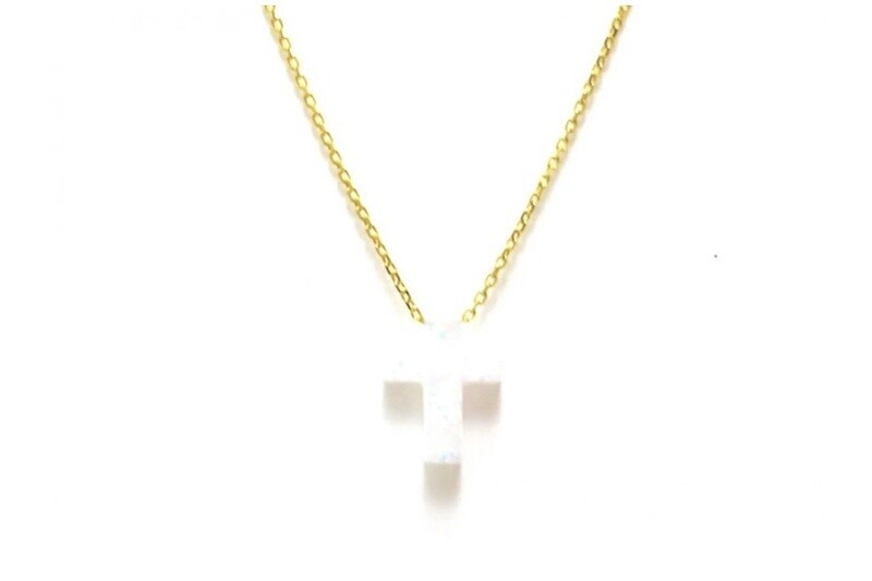 White Opalite Cross Chain Necklace