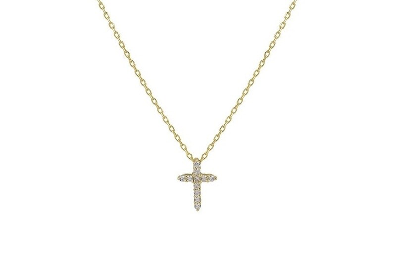 CZ Crystal Cross Chain Necklace