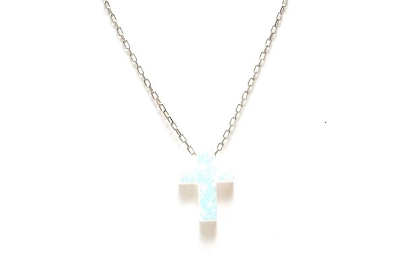 White Opalite Cross Chain Necklace, Colour: Silver