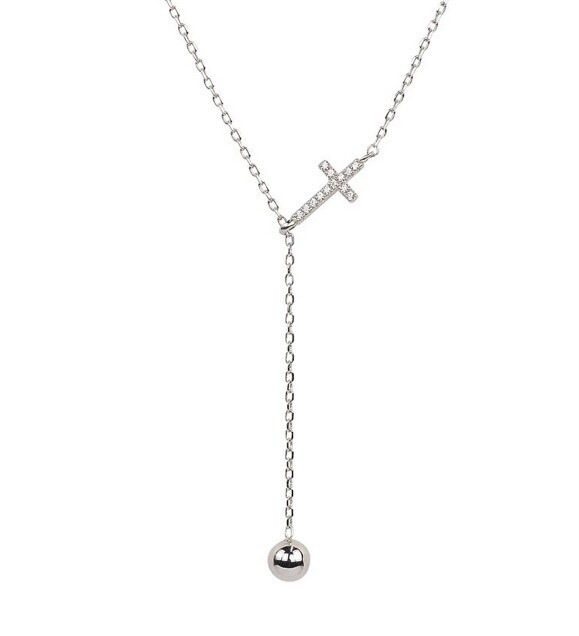 Adjustable Cross Chain Necklace, Colour: Silver