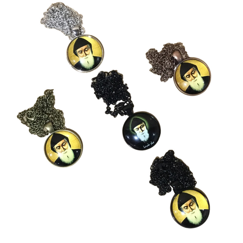 Saint Charbel Necklace Glass Dome Jewelry