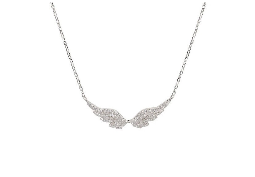 Angel Wings Chain Necklace, Colour: Silver