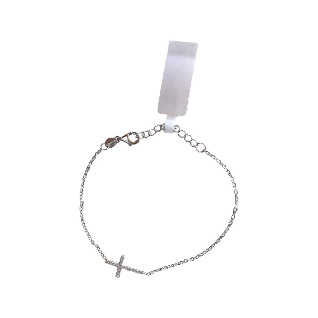 Side Cross Chain Bracelet, Colour: Silver