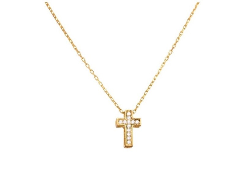 CZ Square Cross Chain Necklace