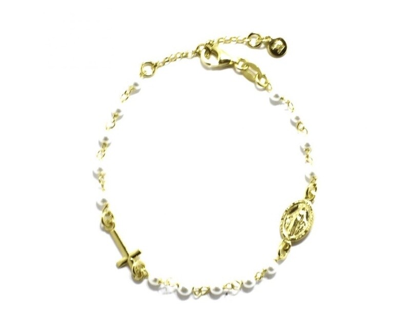 Sara White Pearl Rosary Chain Bracelet