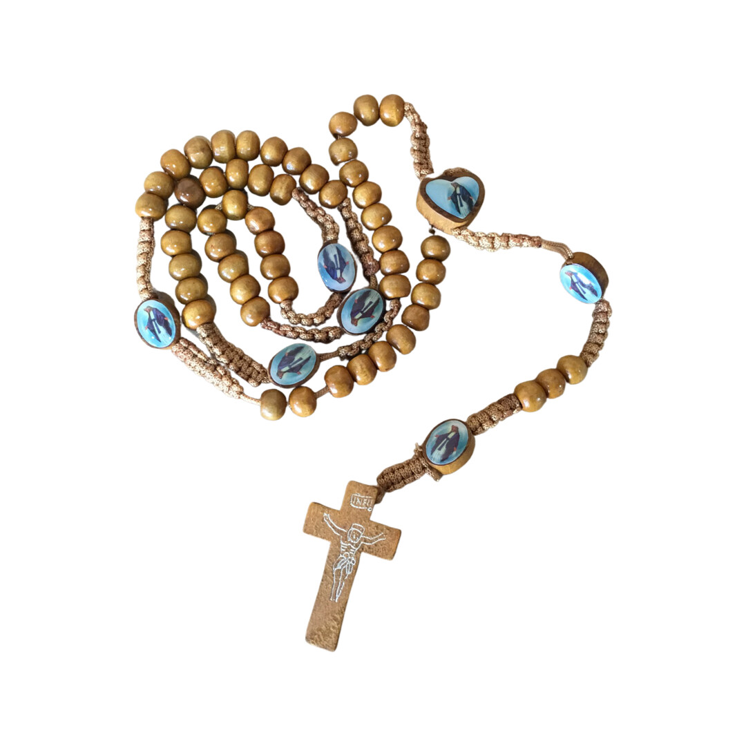 Wooden Rosary with Mary Picture