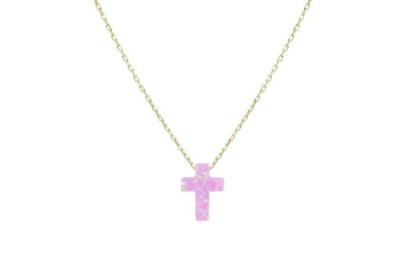 Pink Opalite Cross Chain Necklace