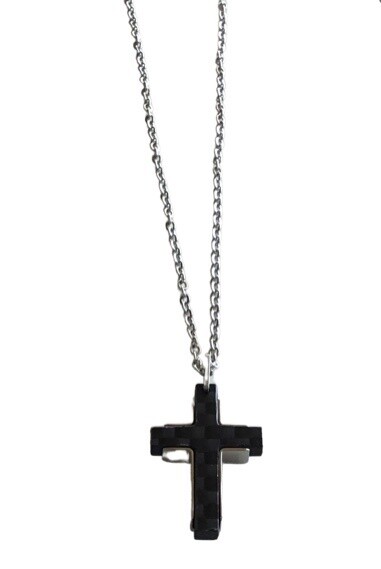 Mens Black Stainless Steel Cross necklace