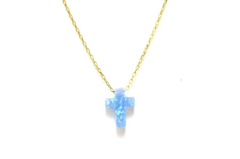 Blue Opalite Cross Chain Necklace