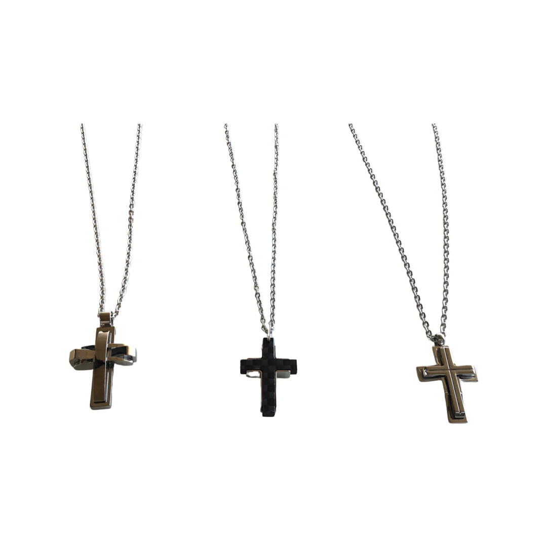 Large Mens Stainless Steel Cross necklace