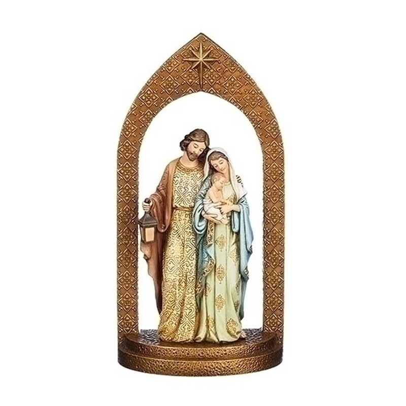 Holy Fam In Arch Figure Jewel Tones W/ornate Pattern