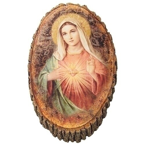 Roman JS Religious Gifts - 12.25&quot; Immaculate heart Wood Plaque