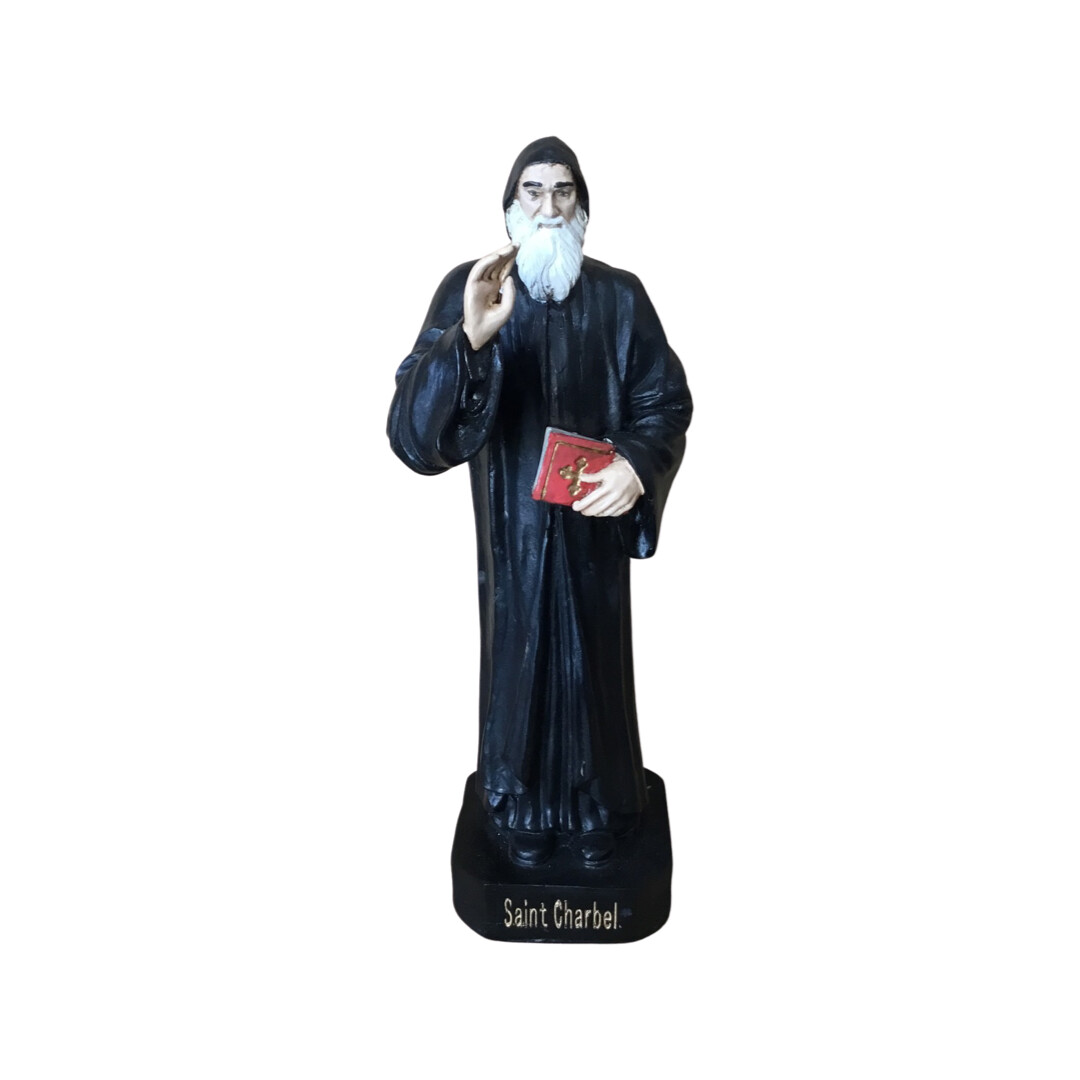 St Charbel Statue - 30cm, Colour: Black