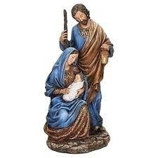 Holy Family Blue Gold  Statue 10.5"