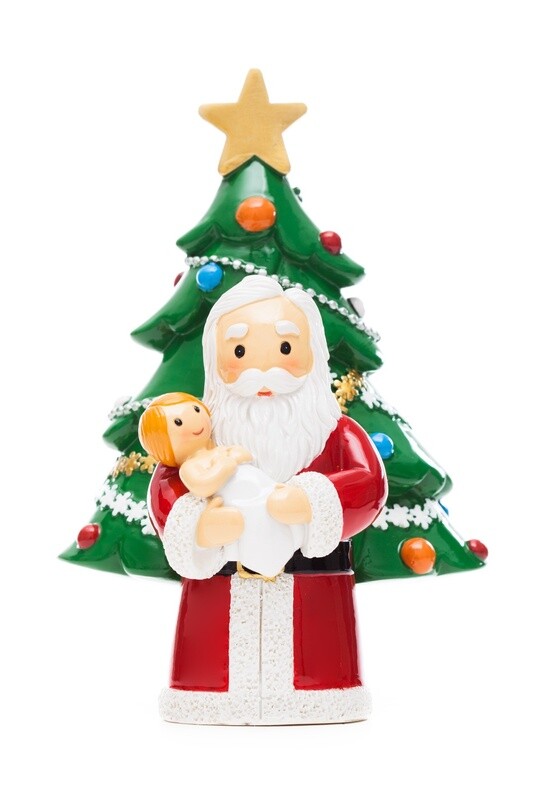 Santa Holding Baby Jesus Tree Statue (Little Drops)