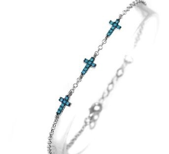 AVE TRINITY CROSS TURQUOISE STERLING BRACELET, Colour: Silver
