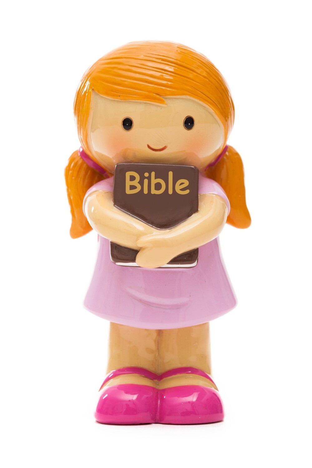 Girl Holding Bible Pink Statue (Little Drops)