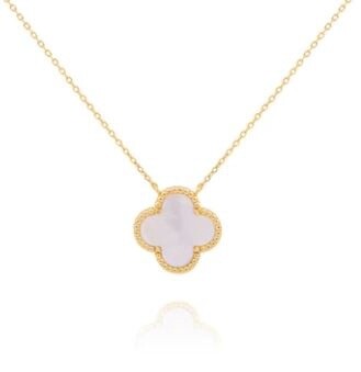 AVE AMARA MOTHER OF PEARL CLOVER NECKLACE