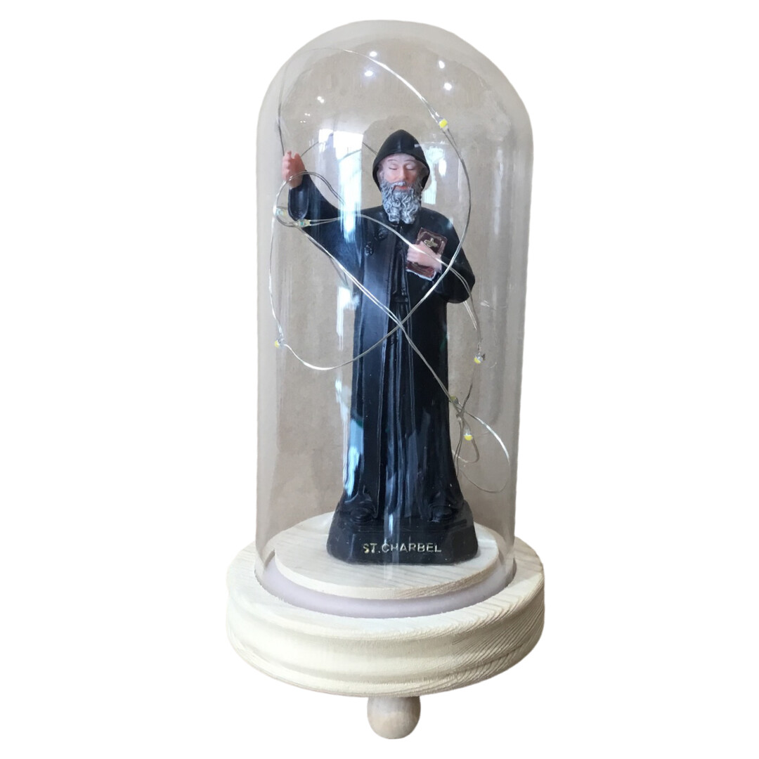 St. Charbel Statue (15cm) with light cover