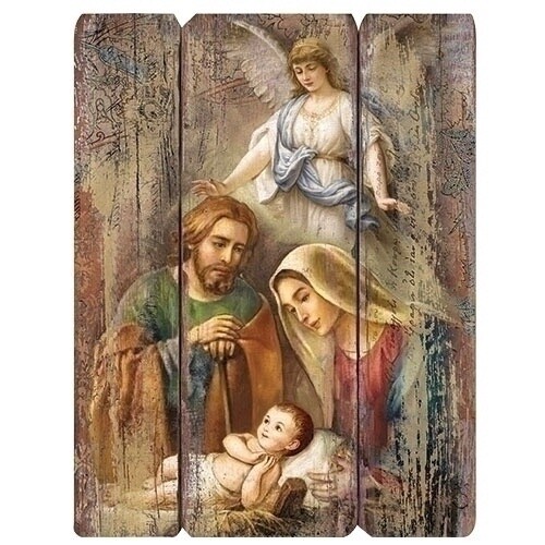 Roman JS Renaissance - 17&quot; Holy Family With Angel Decorative Panel