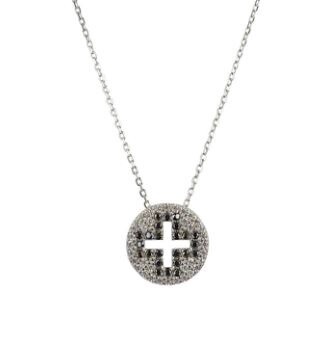 AVE DIVINITY CUT OUT CROSS STERLING NECKLACE
