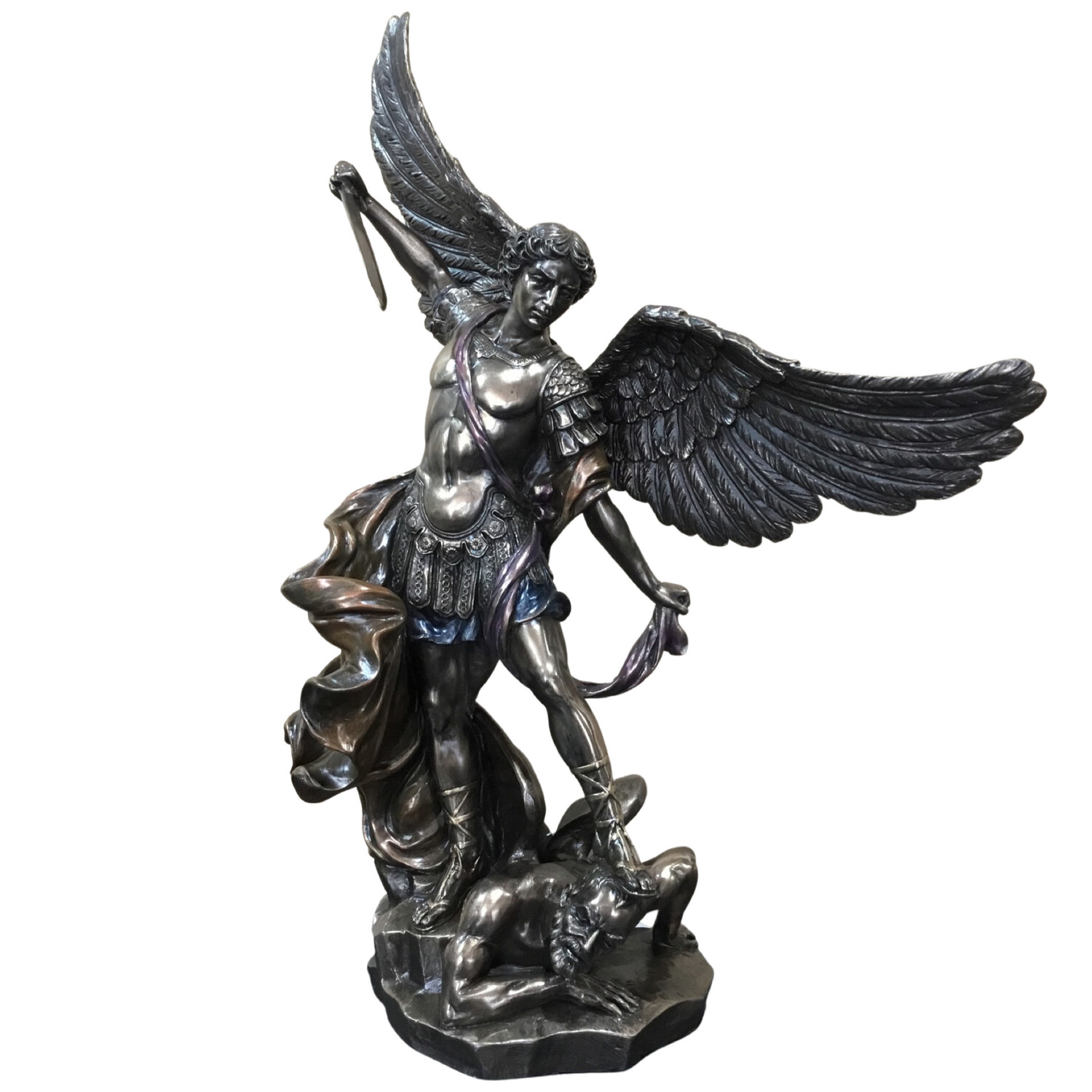 St Michael Stepping on Demon 37cm - Bronze