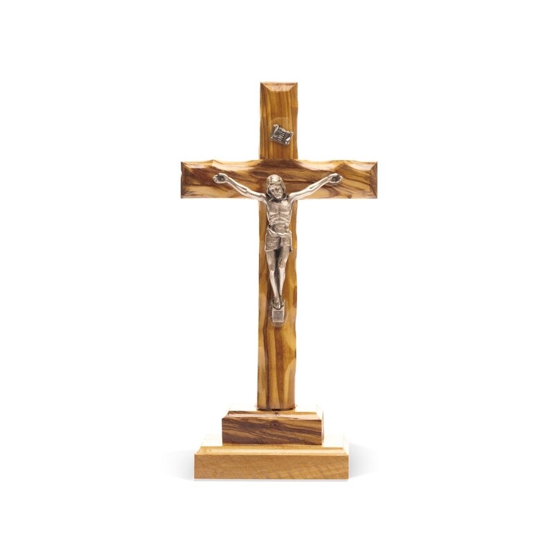 Olive wood Crucifix with stand