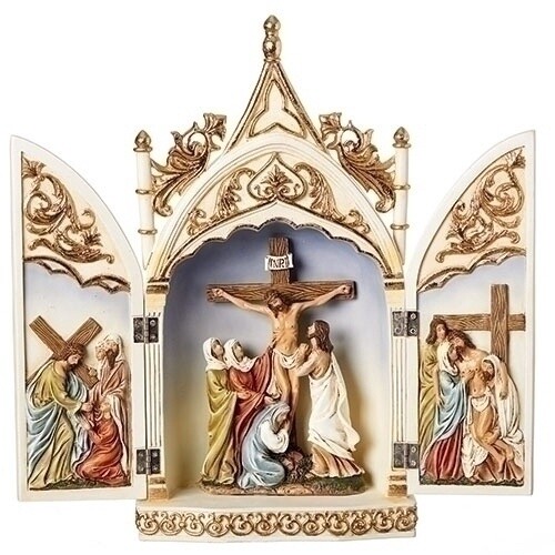 Roman GW Crucifixes &amp; Crosses - 14" Triptych Crucifix Scene