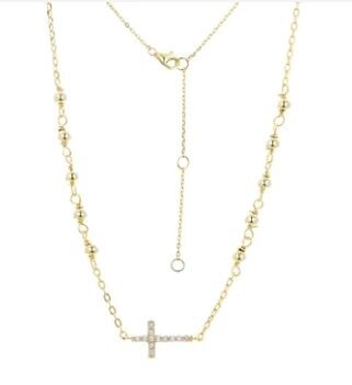 AVE EVA CRYSTAL ROSARY NECKLACE, Colour: GOLD
