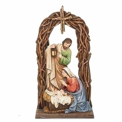 Holy Family Under Woven Wood Arch &amp; Star