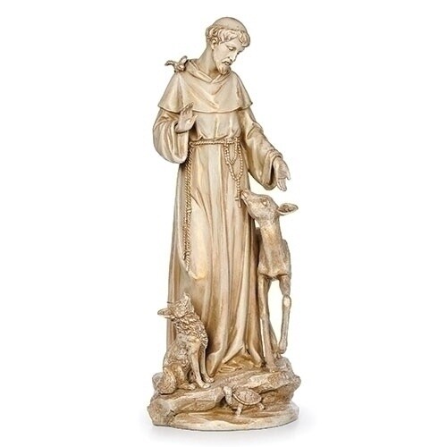 Roman JS Stone Powder 13&quot;, Saint: St Francis
