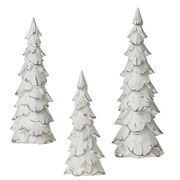 Vintage Farmhouse - 27cm/10.5&quot; Glittered Distressed Tree (S/3)